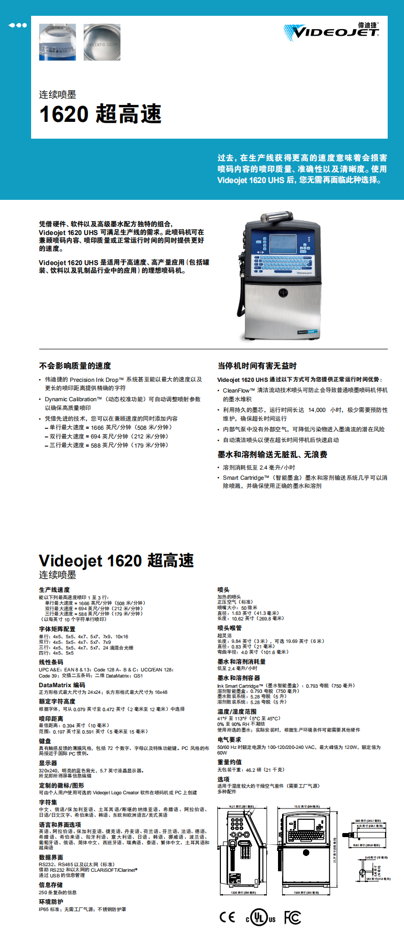 Videojet® 1620 超高速喷码机(图1)